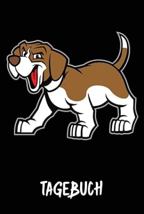 Mädchen Notizbuch mit lustigem Hund im Comic Stil