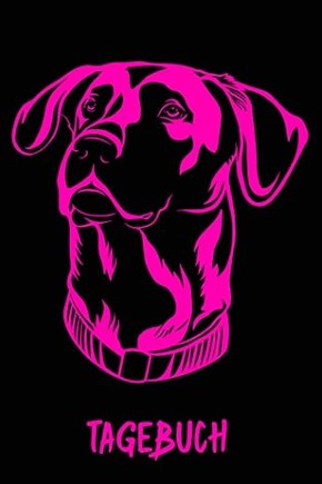 Mädchen Notizbuch mit Hund im pinkfarbenen minimalistischen Design