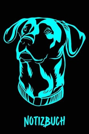 Mädchen Notizbuch mit Hund im türkisfarbenen minimalistischen Design