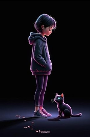 Mädchen Notizbuch mit Katze und ruhiger Atmosphäre für Gedanken und Gefühle