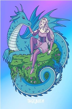 Mädchen Tagebuch mit Drache und Fantasy Motiv für kreative Gedanken und Geschichten