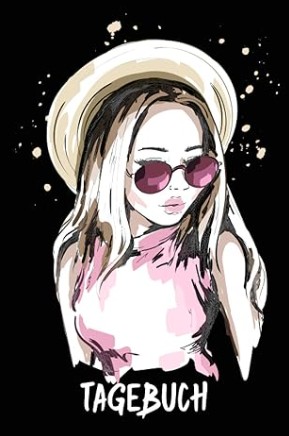 Mädchen Tagebuch mit stylischem Mädchen und Sonnenbrille für Fashion und Selbstbewusstsein