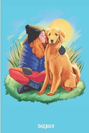 Mädchen  mit Hund Motiv und liebevoller Szene für Freundschaft und Vertrauen Notizbuch