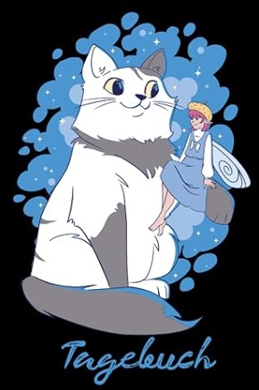 Tagebuch mit Katze und Fee in einer magischen Fantasy Szene