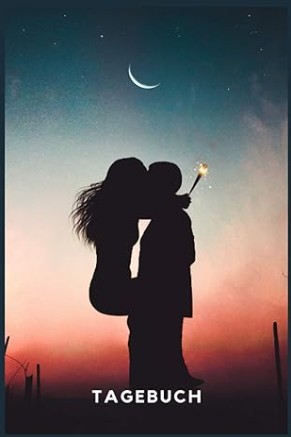 Mädchen Tagebuch mit romantischer Szene und Silhouette für Liebe und Gefühle