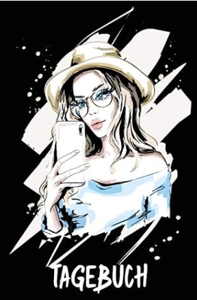 Mädchen Tagebuch mit Handy und Social Media Style Motiv für moderne Mädchen