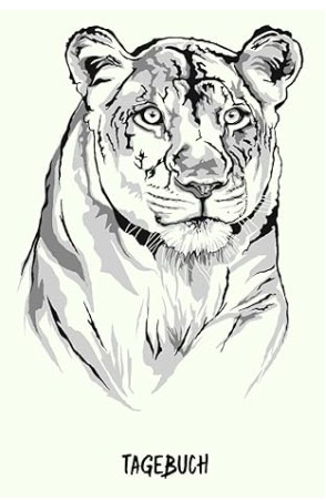 Tagebuch mit weißem Tiger als Symbol für Stärke und Eleganz