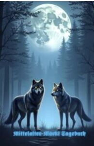 Mittelaltermarkt Tagebuch mit Wolfsrudel-Motiv im historischen Stil