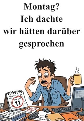 Lustiges Notizbuch Büro Humor Montag Spruch ich dachte wir hätten darüber gesprochen gestresster Mann Kaffee Geschenk