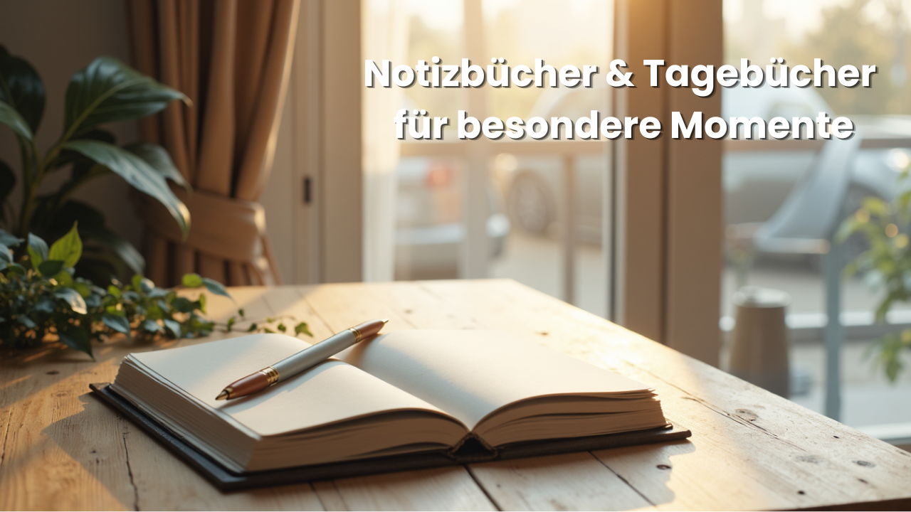 Notizbuch und Tagebuch als Geschenkidee auf Tisch – stilvolle Schreibhefte für kreative Momente