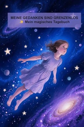 mädchen schwebt durch das universum mit sternen und galaxien als symbol für fantasie träume und grenzenlose gedanken
