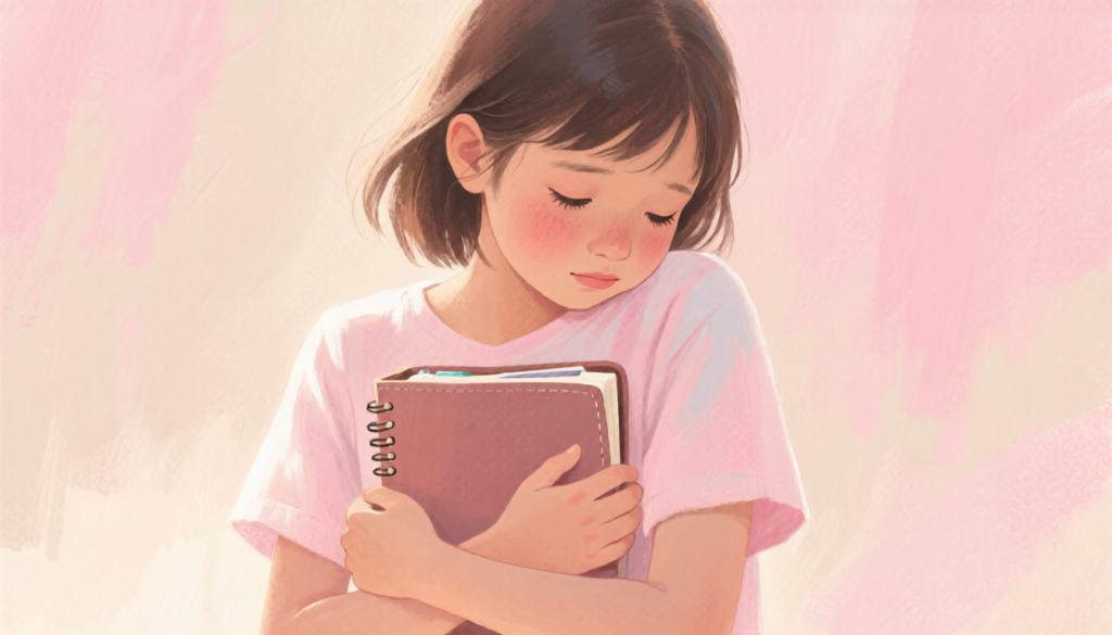 Mädchen reflektiert ihre Gefühle beim Schreiben in ein Tagebuch