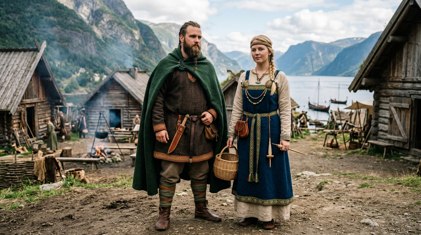 Wikinger Kleidung aus Wolle und Leinen