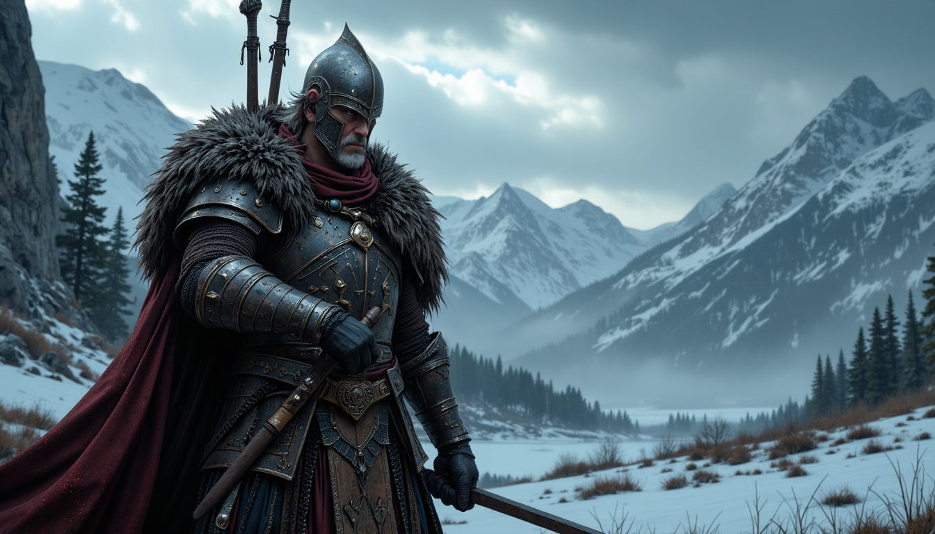 Wikinger Krieger in realistischer nordischer Umgebung ohne Hörnerhelm