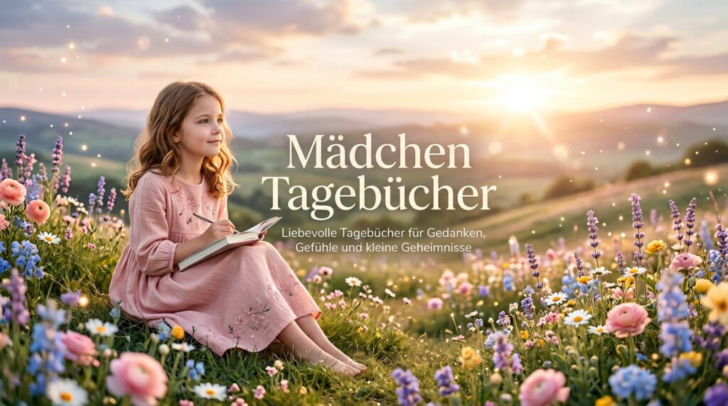 Hero-Bild für Mädchen Tagebücher mit verträumter Szene und integrierter Schrift