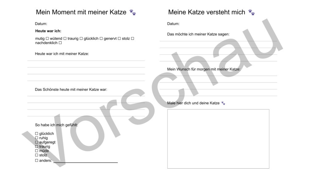 Innenleben Katzenmädchen Tagebuch Vorschau mit Fragen zu Gefühlen und Erlebnissen