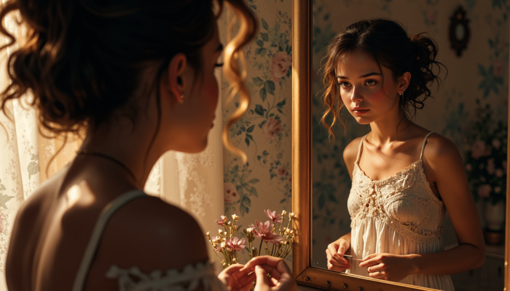 Selbstbewusstsein Mädchen stärken – Mädchen schaut sich im Spiegel an