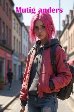 Cover vom Tagebuch Mutig anders mit selbstbewusstem Mädchen in der Stadt