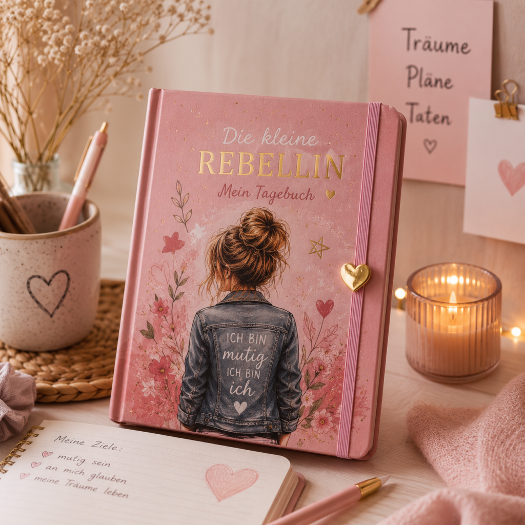 Rosa Tagebuch für Mädchen mit gemütlicher Atmosphäre und inspirierendem Design
