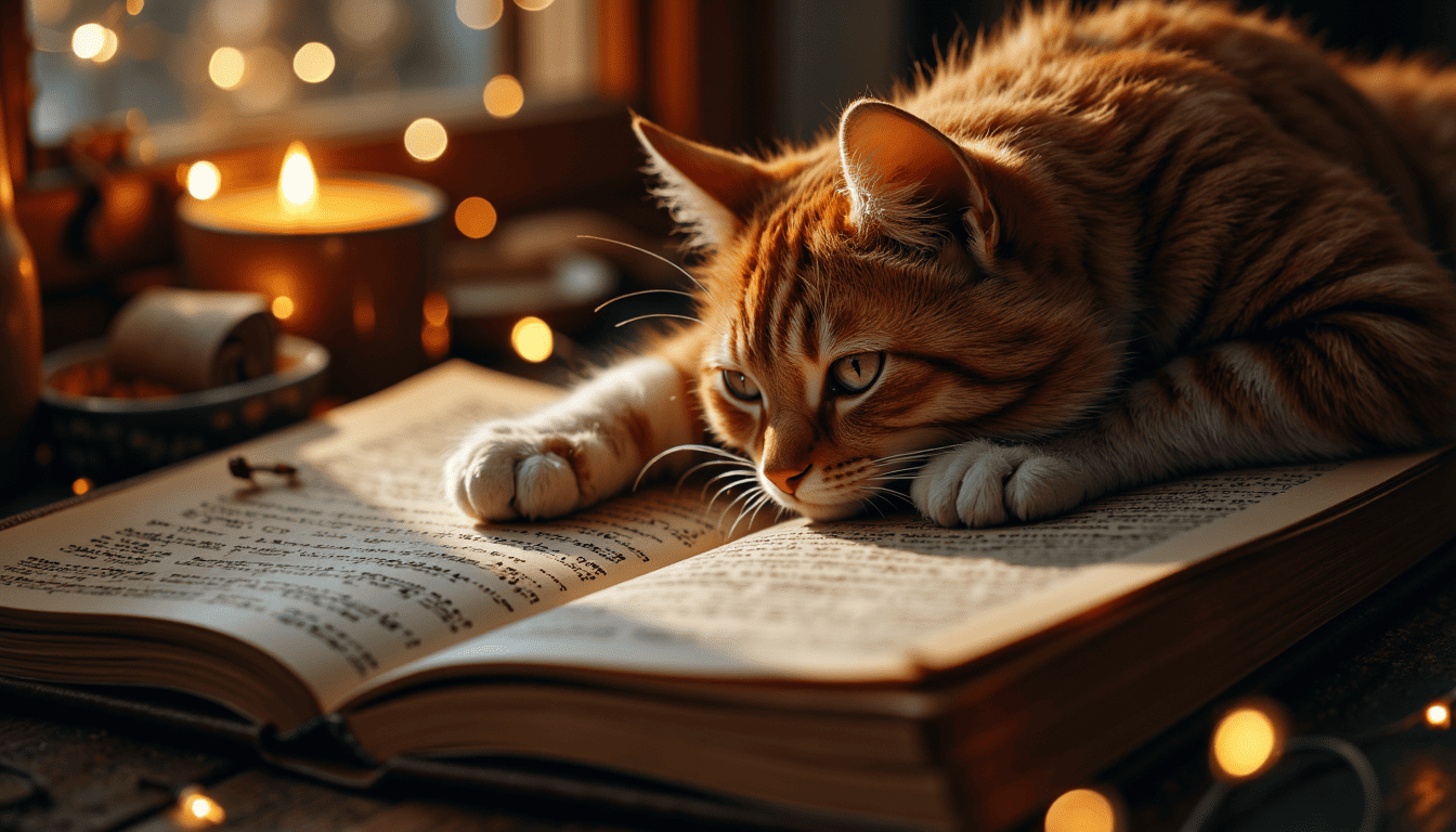 Katzenpfote liegt auf einem Tagebuch