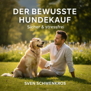 Der bewusste Hundekauf mit Hundebesitzer und Golden Retriever auf einer Wiese als Symbol für eine verantwortungsvolle Hundeentscheidung