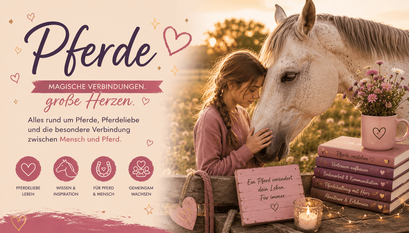 Pferde Kategorie Bild mit Mädchen und Pferd in einer vertrauensvollen Verbindung