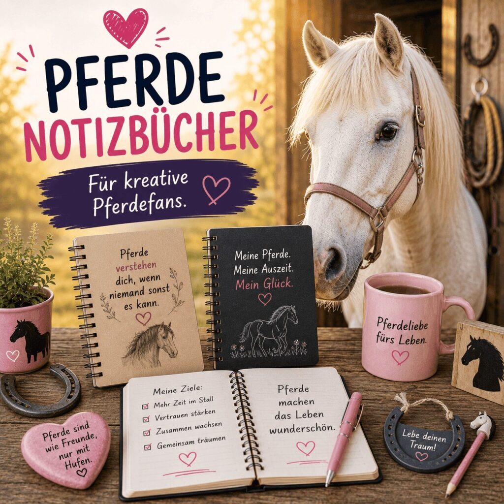 Liebevoll gestaltete Pferde Notizbücher mit Pferdemotiven für kreative Pferdefans