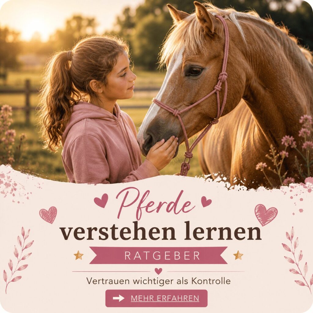 Pferdemädchen lernt die Körpersprache und Signale ihres Pferdes verstehen