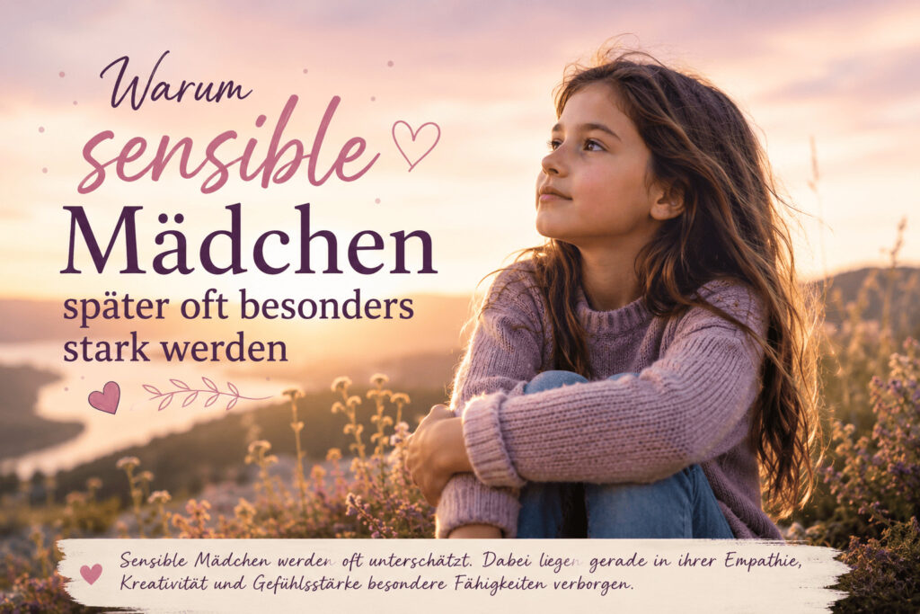 Sensibles Mädchen in ruhiger Natur mit nachdenklichem Blick und innerer Stärke