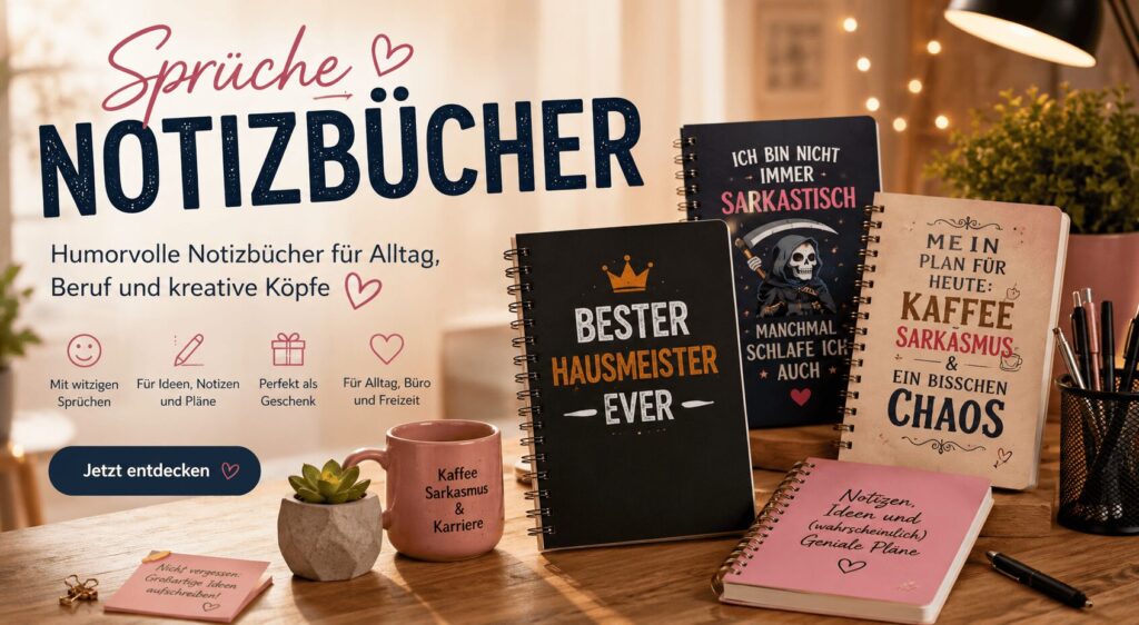 Humorvolle Sprüche Notizbücher mit Sarkasmus, Kaffee und lustigen Motiven