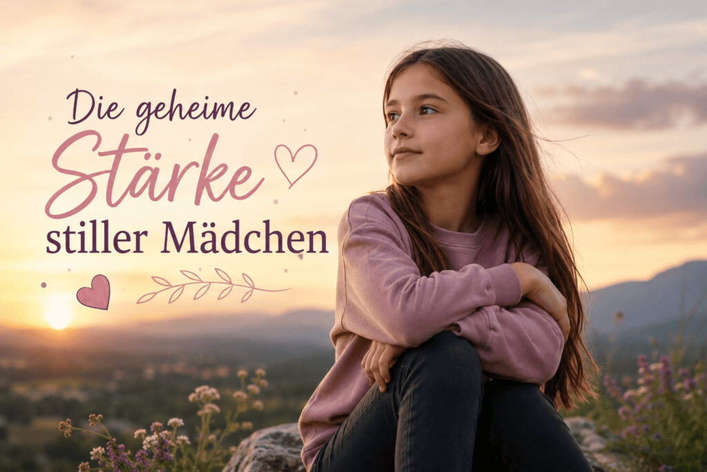Stilles Mädchen blickt selbstbewusst in die Ferne und zeigt innere Stärke