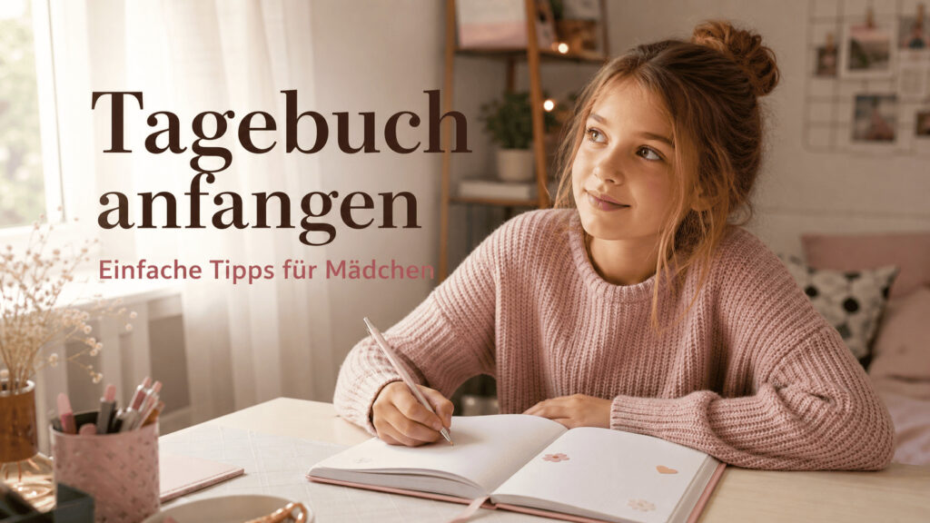 Tagebuch anfangen Mädchen – Mädchen schreibt den ersten Eintrag in ihr Tagebuch