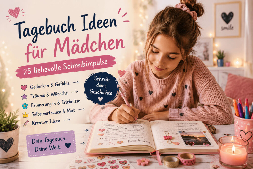 Mädchen sammelt Schreibimpulse für Gedanken Gefühle und Erinnerungen