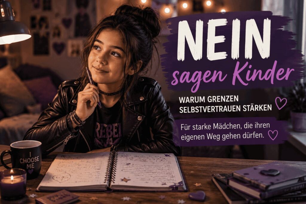 Luna denkt über ihre Gefühle nach und lernt, freundlich Nein zu sagen. Das Bild zeigt, wie Kinder Selbstvertrauen entwickeln und ihre eigenen Grenzen wahrnehmen.