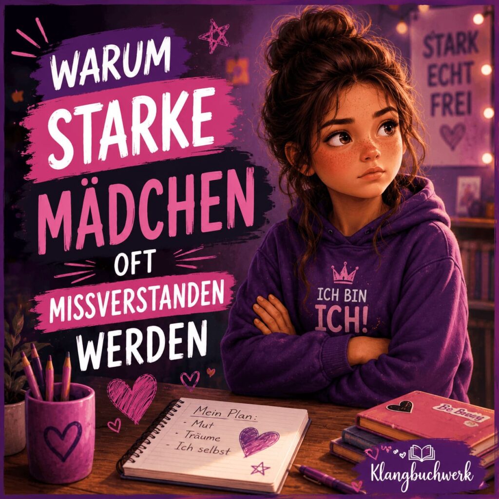 Starkes Mädchen blickt nachdenklich in die Ferne und zeigt, dass Selbstvertrauen oft missverstanden wird.